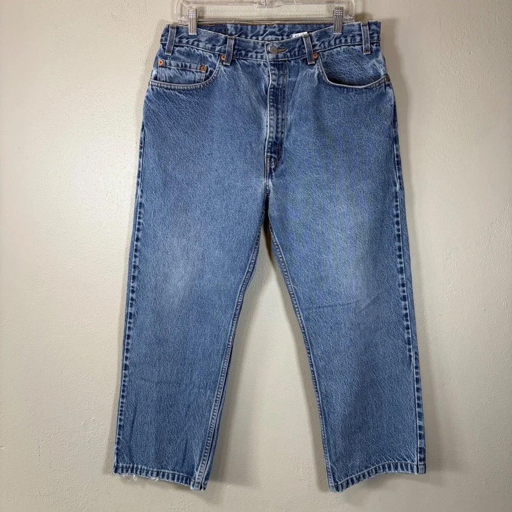 Levis 505 Regular Fit Straight Leg Jeans Blue Denim Mens 38x30 00505-0216‎